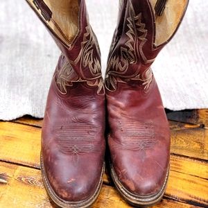 Justin Cowboy boots 13EE,burgundy ,leather, round toe